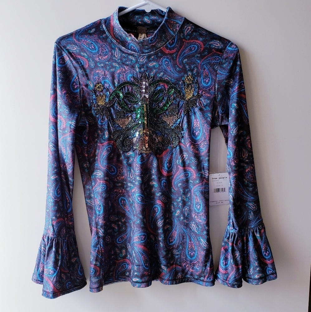 NWT Free People L/S Sequin Shirt - Size S